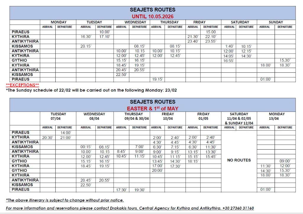 Aqua Jewel Fähre Fahrplan bis 10.05.2026