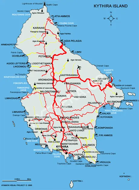 Landkarte Insel Kythira Landkarte