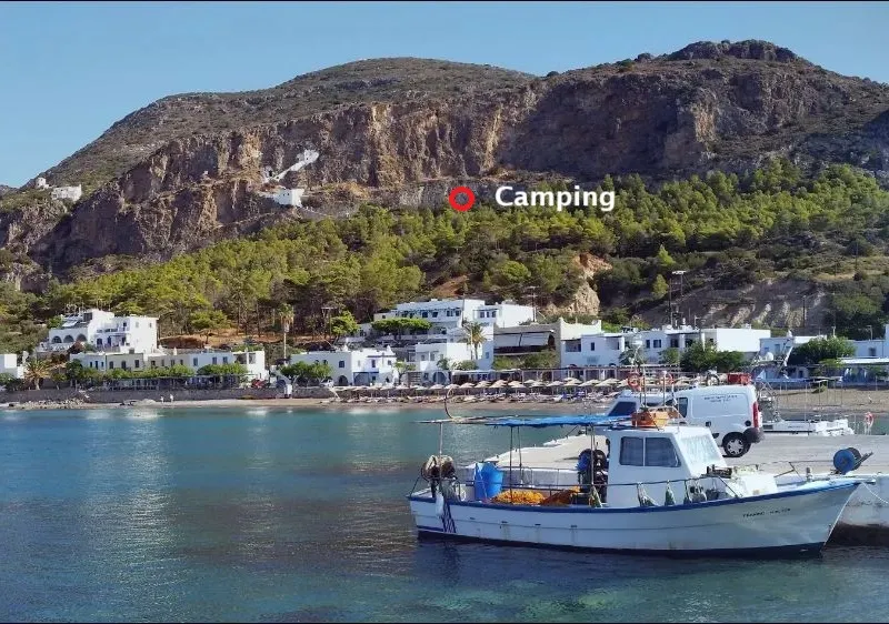 Lage Camping Kapsali Insel Kythira Campingplatz